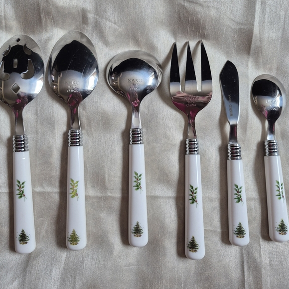 Elegant White 6pc. Vintage Cutlery Set with Tree Design Nikko - Picture 2 of 13